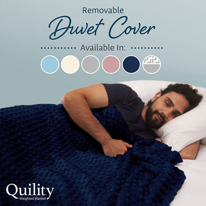 Quility 20 Pound Weighted Blanket Duvet Cover for Adults, F/Q 60" x 80," Navy