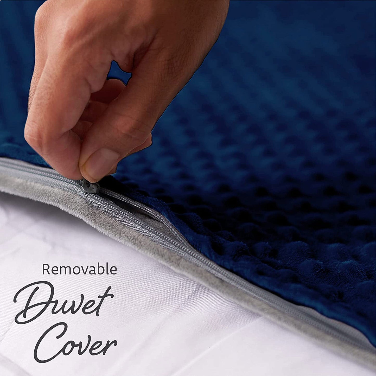 Quility 20 Pound Weighted Blanket Duvet Cover for Adults, F/Q 60" x 80," Navy