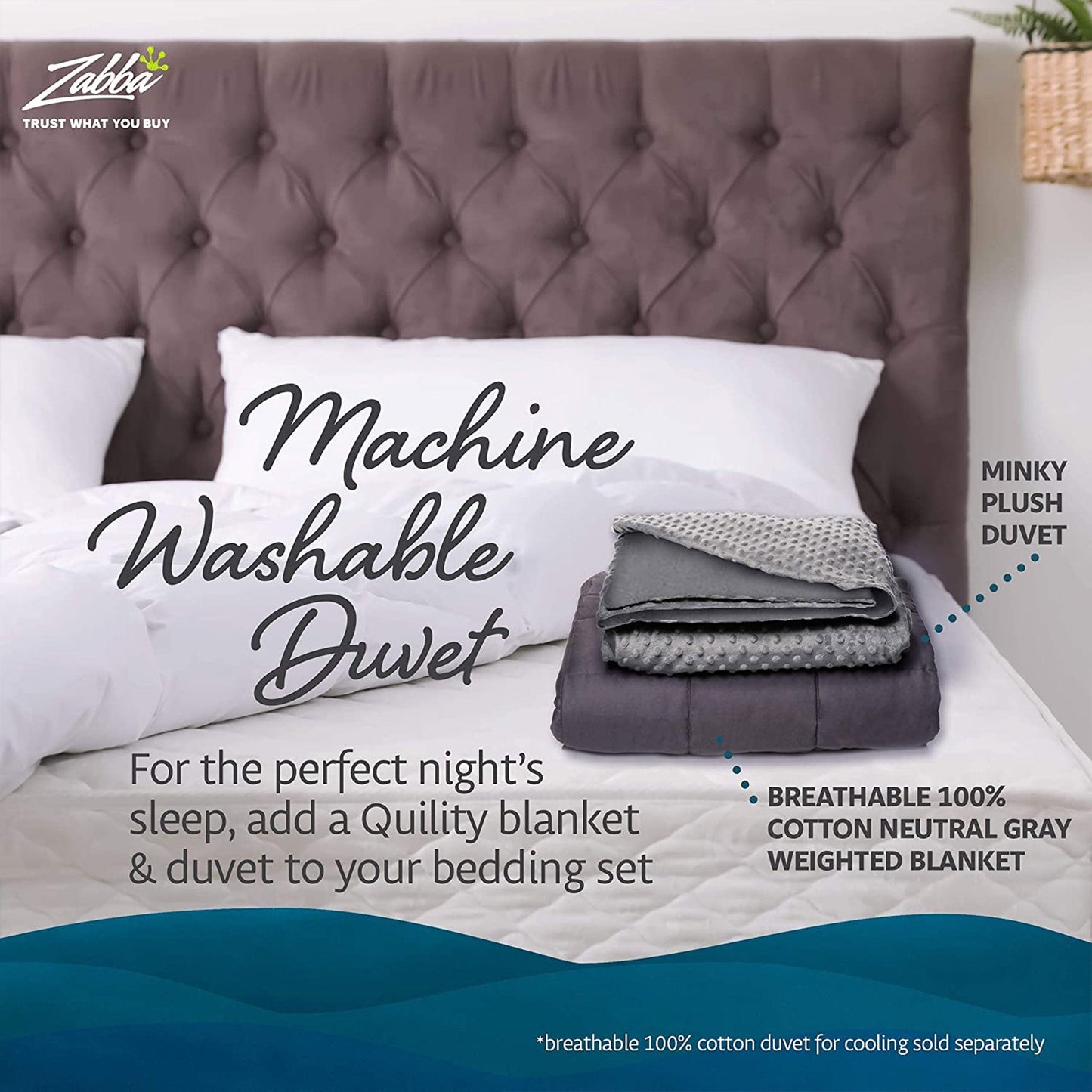 Quility 30 Pound Weighted Blanket Duvet Cover for Adults, King 86" x 92," Navy