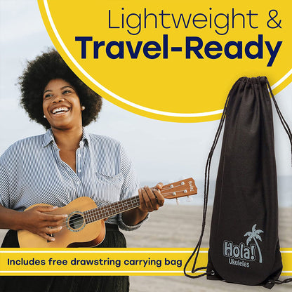 Hola! Music Color Series Soprano Ukulele with Tote Bag, Strap, & Picks, Natural