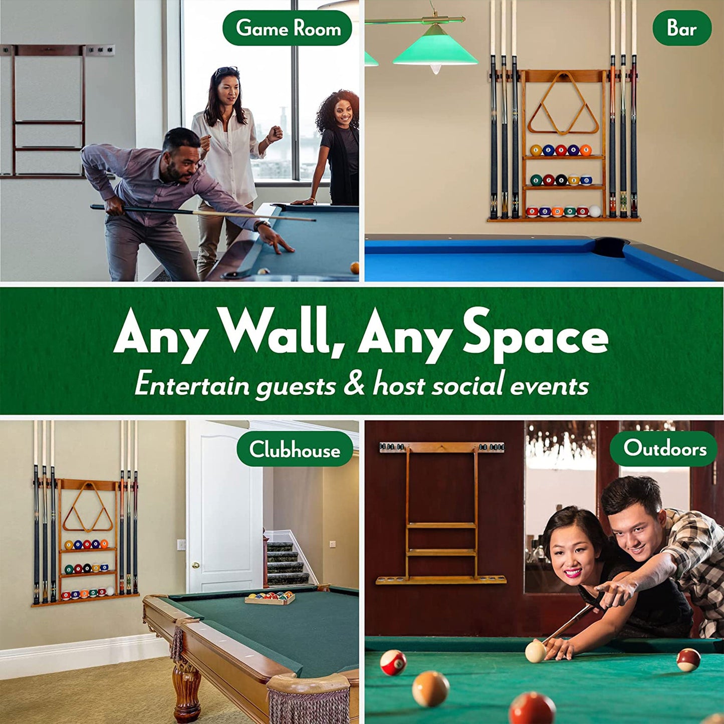 ISZY Billiards Wall Mounted Pool Accessories Billiard Ball and Stick Holder Rack