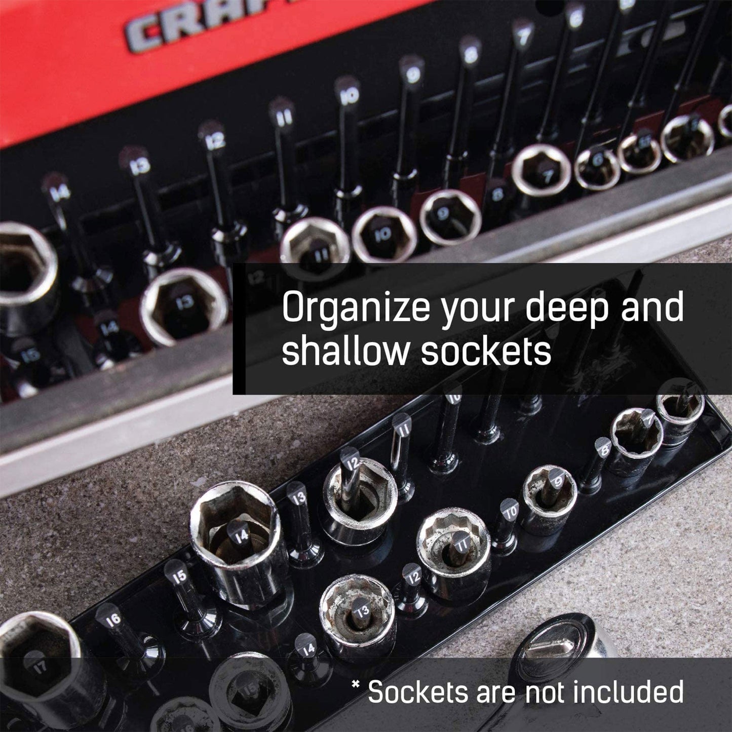 B&C Home Goods 6 Piece SAE & Metric Tray Socket Holder Toolbox Organizer Storage