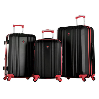Olympia Apache II Hardcase 4 Wheel Spinner Suitcase 3 Piece Luggage Set, Red
