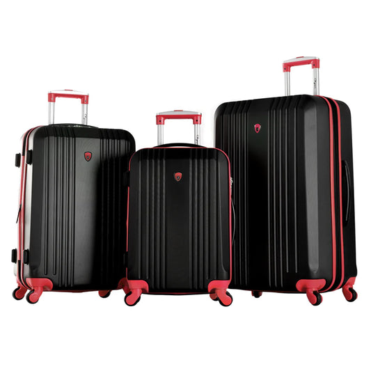 Olympia Apache II Hardcase 4 Wheel Spinner Suitcase 3 Piece Luggage Set, Red