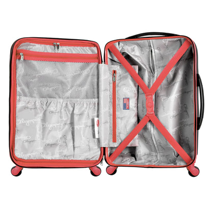 Olympia Apache II Hardcase 4 Wheel Spinner Suitcase 3 Piece Luggage Set, Red