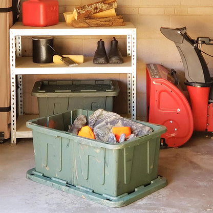 HOMZ Durabilt 27 Gallon Heavy Duty Storage Tote with Lid, Green Camo (4 Pack)
