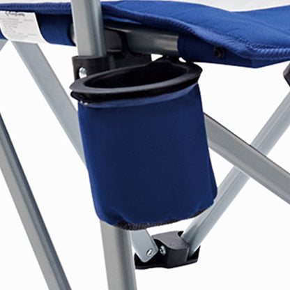 KingCamp Padded Outdoor Camping Lounge Chair with Cupholder & Pocket, Blue/Grey