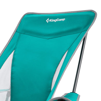 KingCamp Lightweight Highback Camping Lounge Chair with Cupholder & Pocket, Cyan
