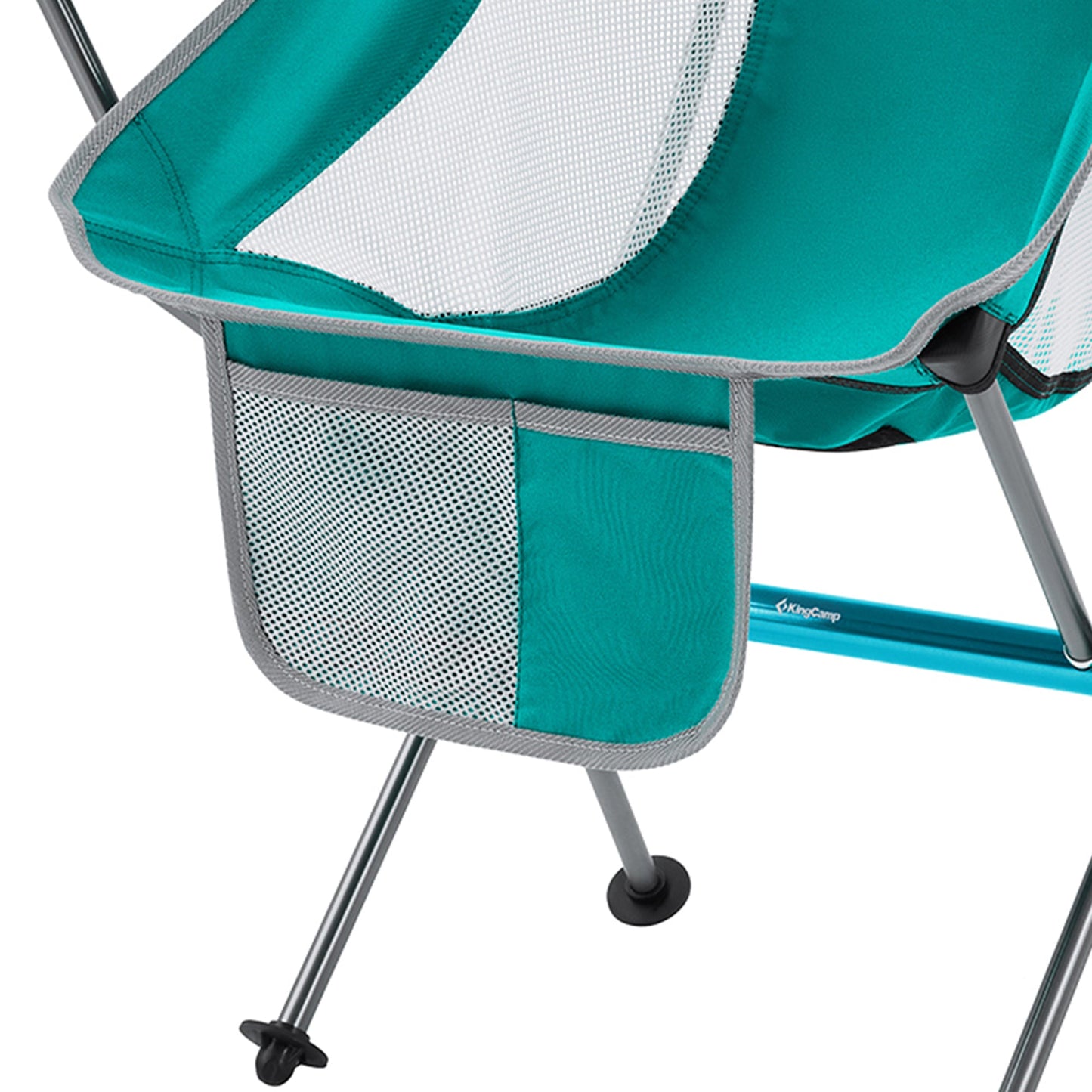 KingCamp Lightweight Highback Camping Lounge Chair with Cupholder & Pocket, Cyan
