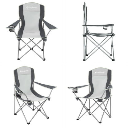 KingCamp Lightweight Folding Outdoor Camping Chair with Cupholder, Black/Grey