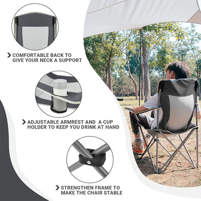 KingCamp Lightweight Folding Outdoor Camping Chair with Cupholder, Black/Grey