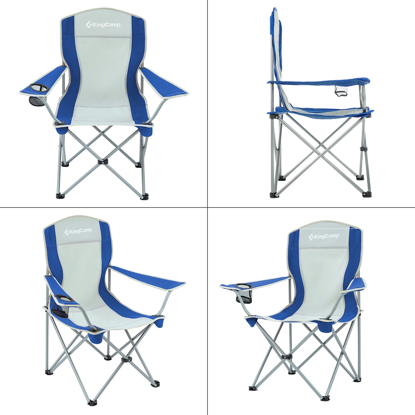 KingCamp Lightweight Folding Outdoor Camping Chair with Cupholder, Blue/Grey