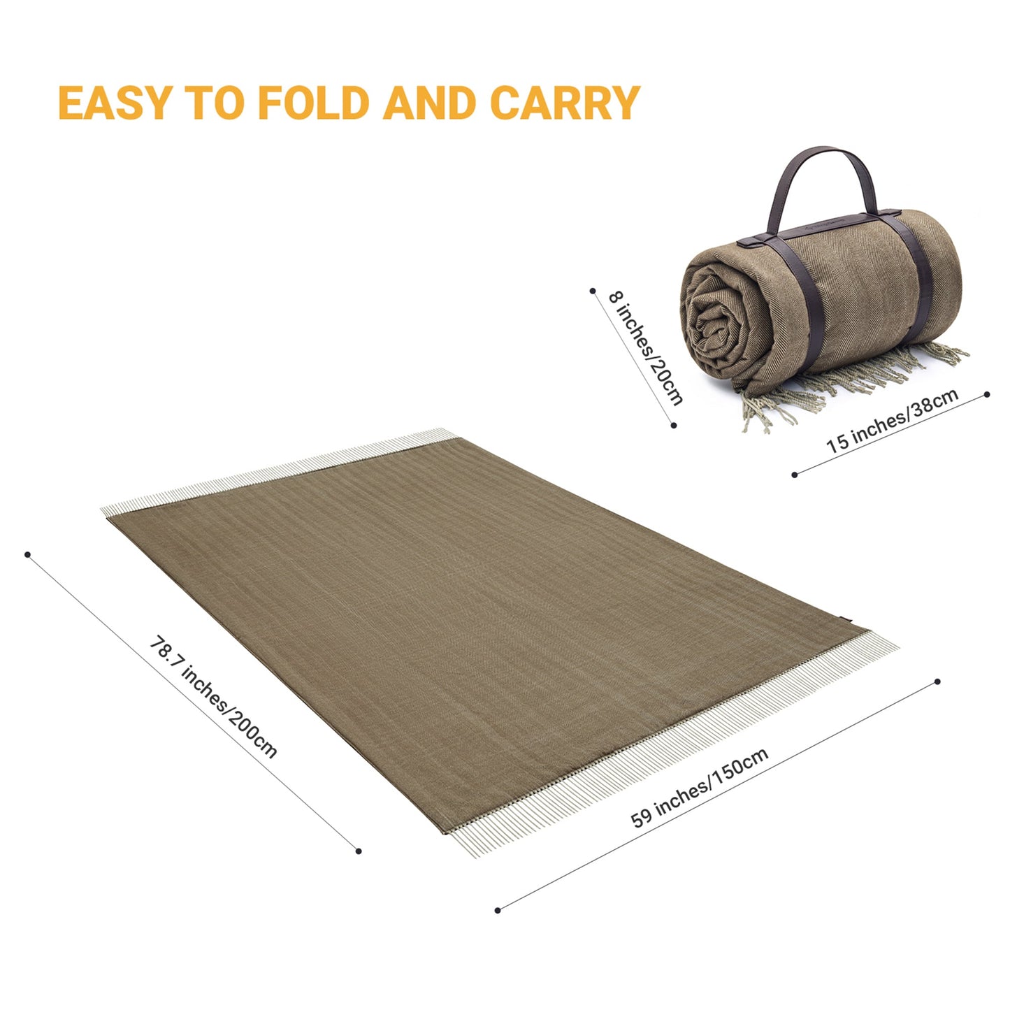 KingCamp Portable Outdoor Waterproof Picnic Beach Blanket, PEVA, Beige/Coffee
