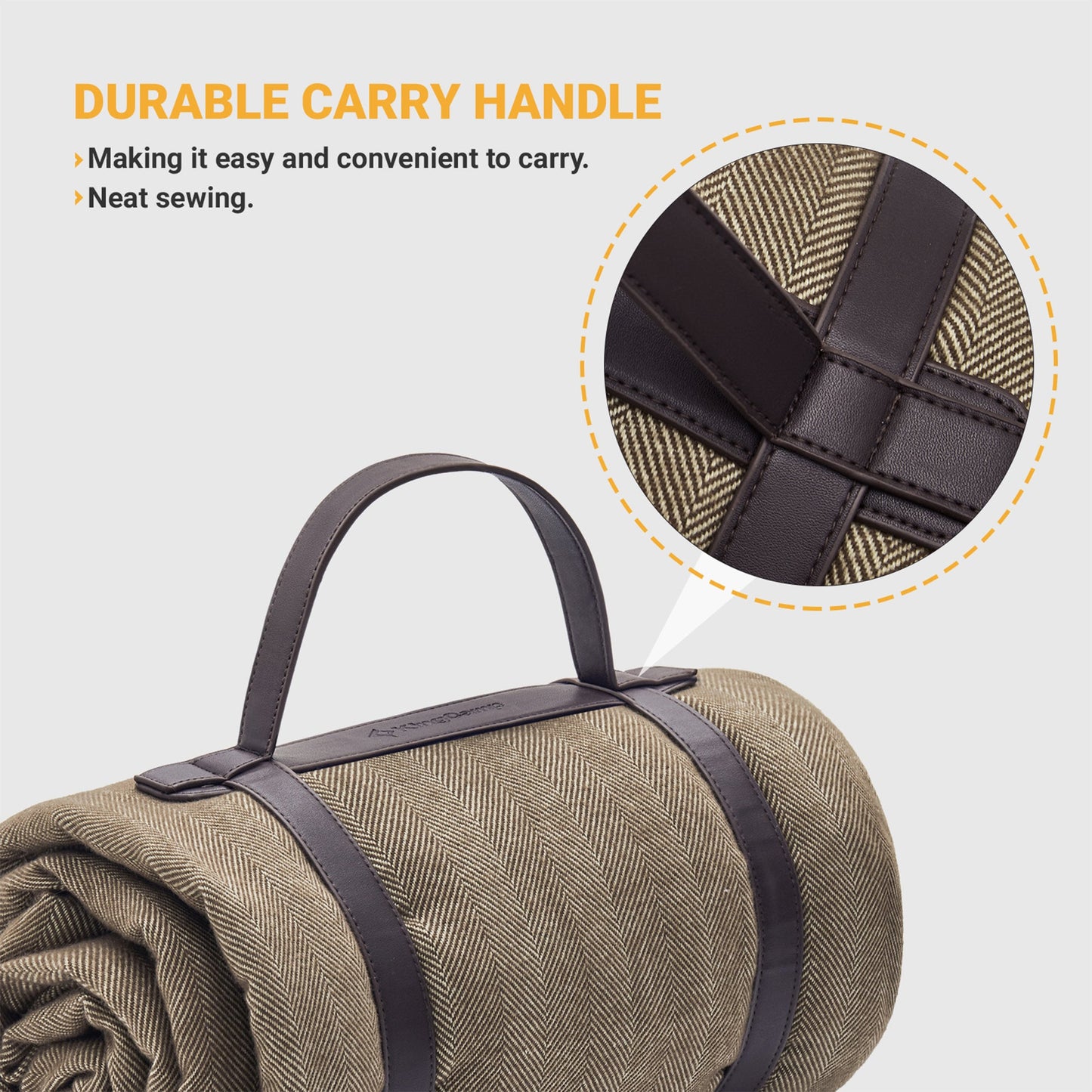 KingCamp Portable Outdoor Waterproof Picnic Beach Blanket, PEVA, Beige/Coffee