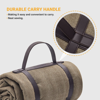 KingCamp Portable Outdoor Waterproof Picnic Beach Blanket, PEVA, Beige/Coffee