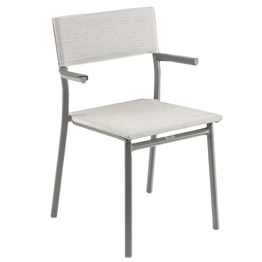 Lafuma Batyline Duo ORON Outdoor Dining Armchair, Titanium/Pebble (Set of 2)