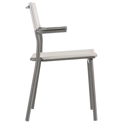 Lafuma Batyline Duo ORON Outdoor Dining Armchair, Titanium/Pebble (Set of 2)