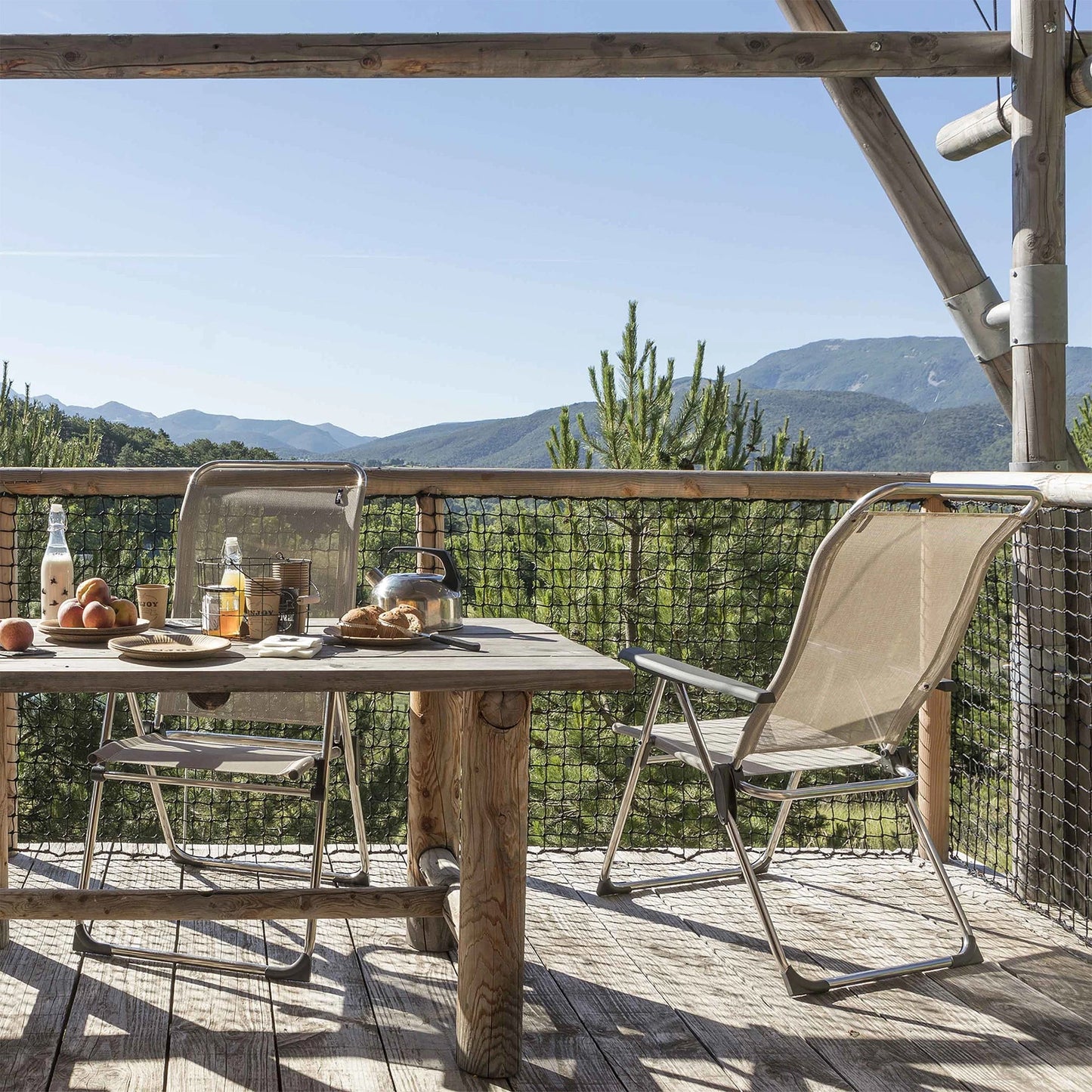 Lafuma Alu Cham Adjustable 5 Seating Position Folding Armchair, Ciel Sky Blue