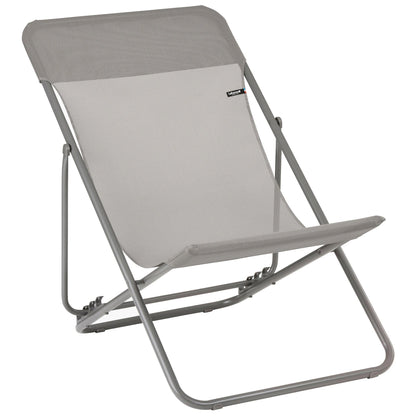 Lafuma Maxi Transat Colorblock Foldable Reclining Sling Deck Chair, Gray(2 Pack)