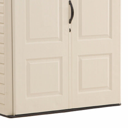 Rubbermaid Large 5x6 Ft Resin Weather Resistant Outdoor Storage Shed, Sandstone