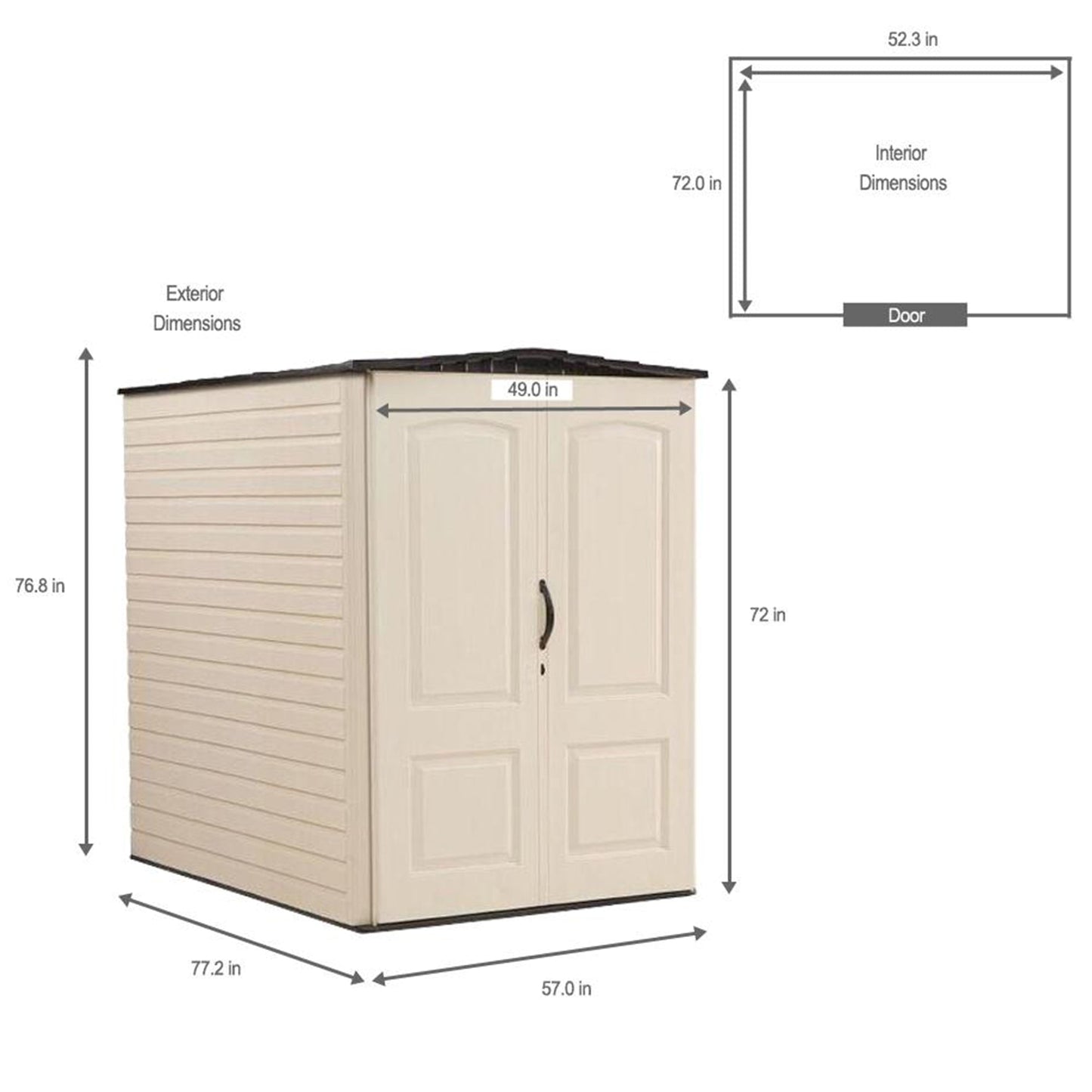 Rubbermaid Large 5x6 Ft Resin Weather Resistant Outdoor Storage Shed, Sandstone