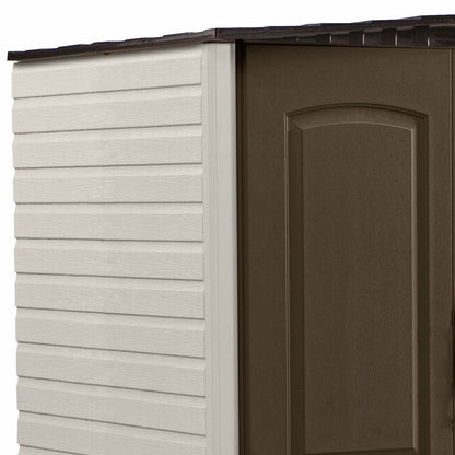 Rubbermaid 5x4 Ft Resin Weatherproof Outdoor Storage Shed, Canteen Brown/Putty