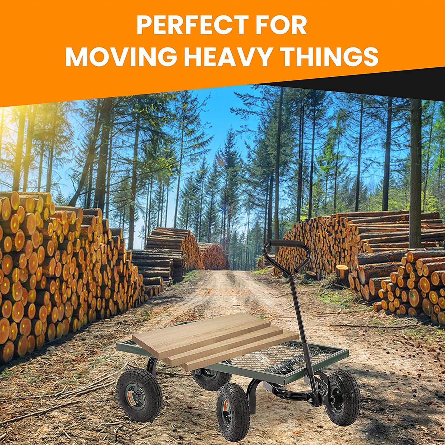 Juggernaut Carts GW3820-GR Steel Outdoor Utility Garden Wagon, Green Finish