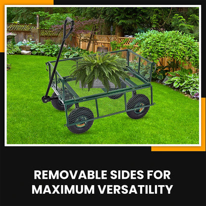 Juggernaut Carts GW3418-GR Steel Outdoor Utility Garden Wagon, Green Finish