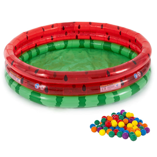 Intex Inflatable Kiddie Watermelon Pool with Multi-Colored Fun Ballz, 100 Pack