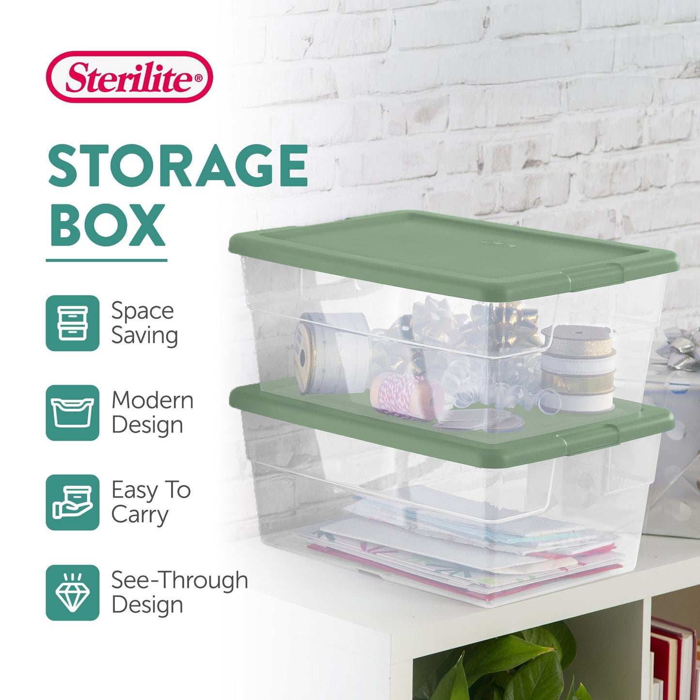 Sterilite 16 Qt Clear Plastic Storage Tote Home Organizer Bins w/Lid (24 Pack)
