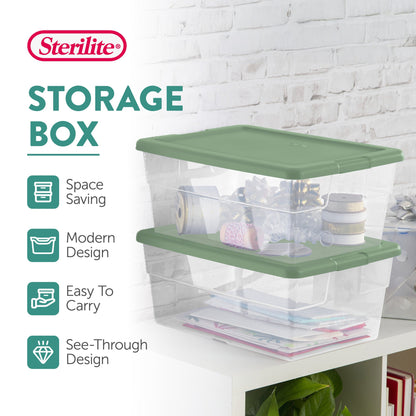 Sterilite 16 Qt Clear Plastic Storage Tote Home Organizer Bins w/Lid (24 Pack)