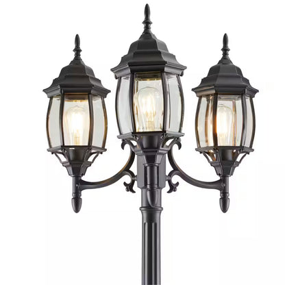 NOMA 7' Outdoor Lamp Post Triple Head All Weather Classic Decor Light, Black