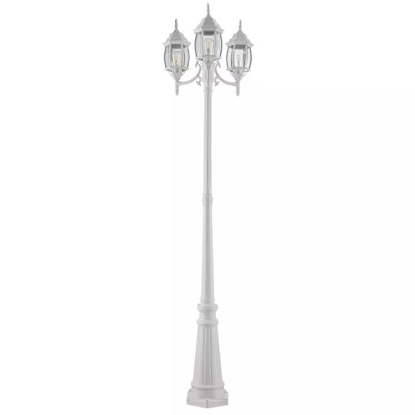 NOMA 7' Outdoor Lamp Post Triple Head All Weather Classic Decor Light, White