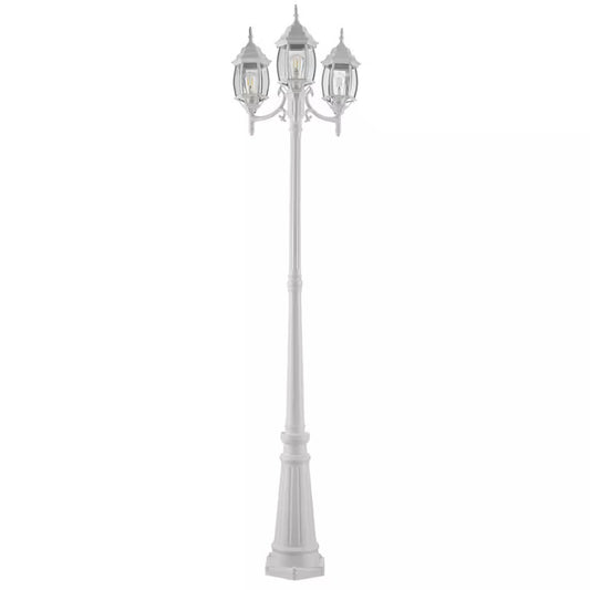 NOMA 7' Outdoor Lamp Post Triple Head All Weather Classic Decor Light, White