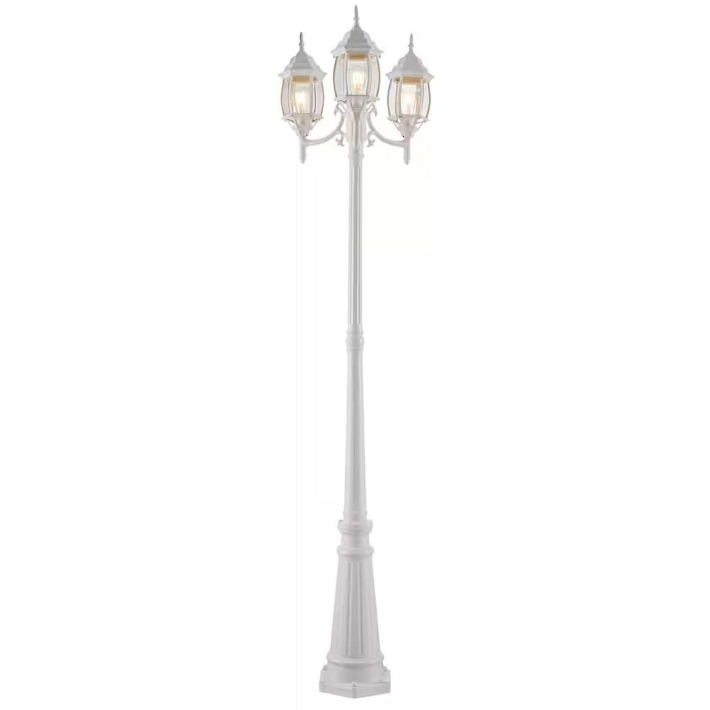 NOMA 7' Outdoor Lamp Post Triple Head All Weather Classic Decor Light, White