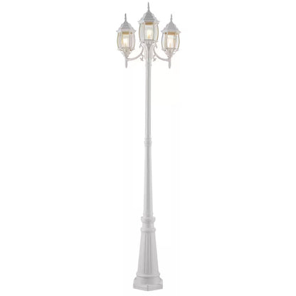 NOMA 7' Outdoor Lamp Post Triple Head All Weather Classic Decor Light, White