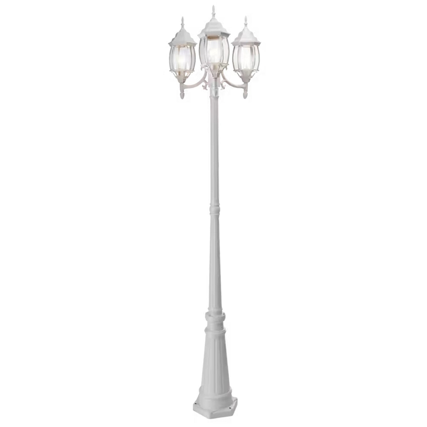 NOMA 7' Outdoor Lamp Post Triple Head All Weather Classic Decor Light, White