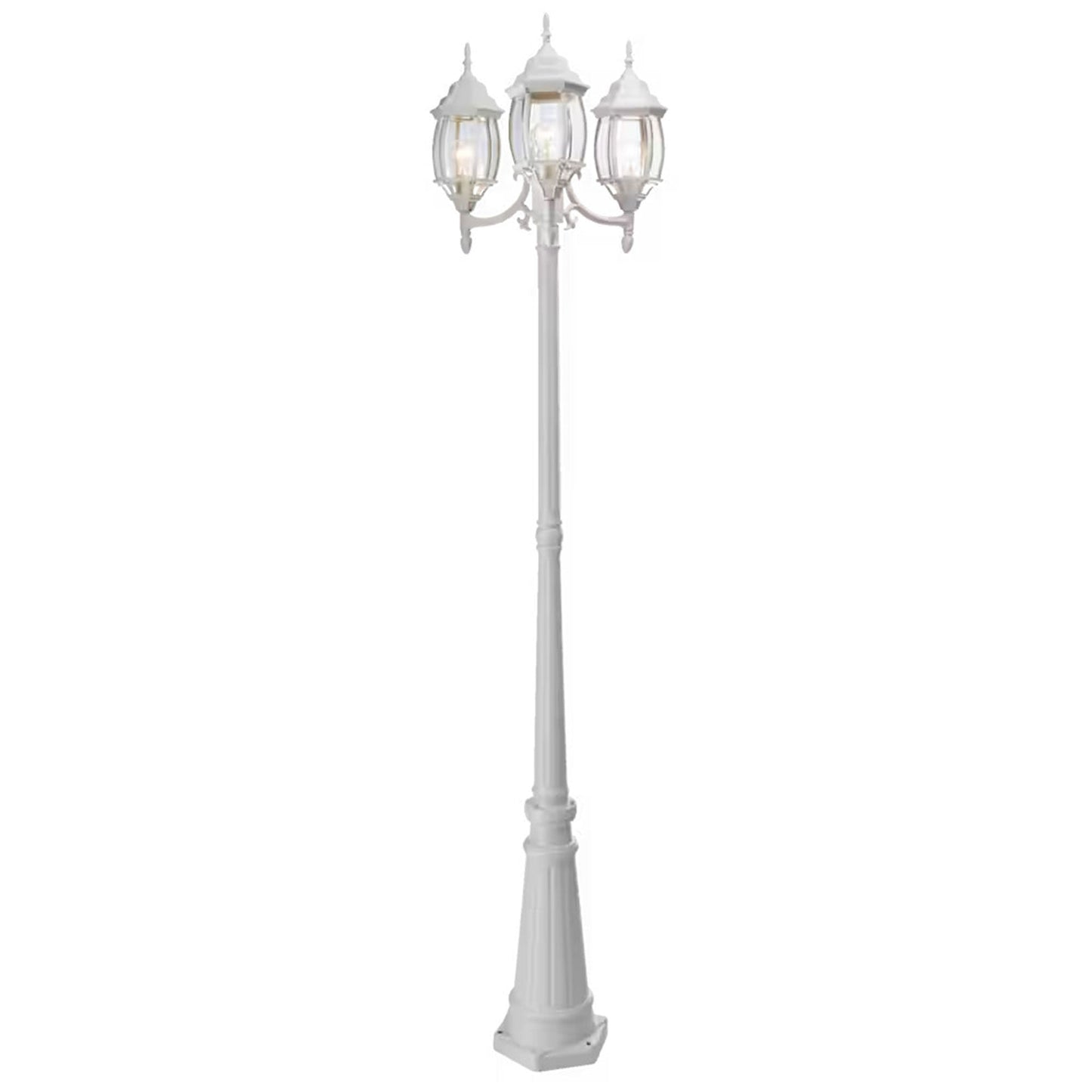 NOMA 7' Outdoor Lamp Post Triple Head All Weather Classic Decor Light, White