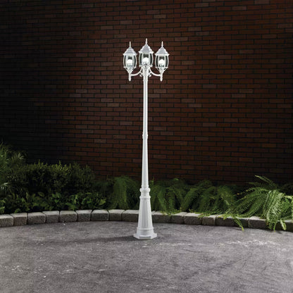 NOMA 7' Outdoor Lamp Post Triple Head All Weather Classic Decor Light, White