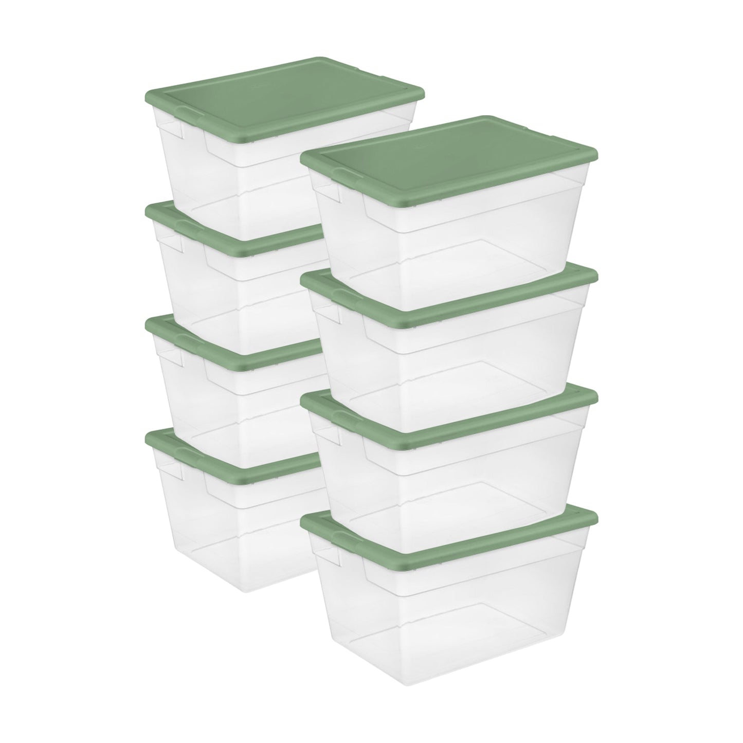 Sterilite 56 Quart Plastic Stackable Storage Container Tote, Crisp Green, 8 Pack