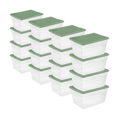 Sterilite 56 Qt Plastic Stackable Storage Container Tote, Crisp Green, 16 Pack