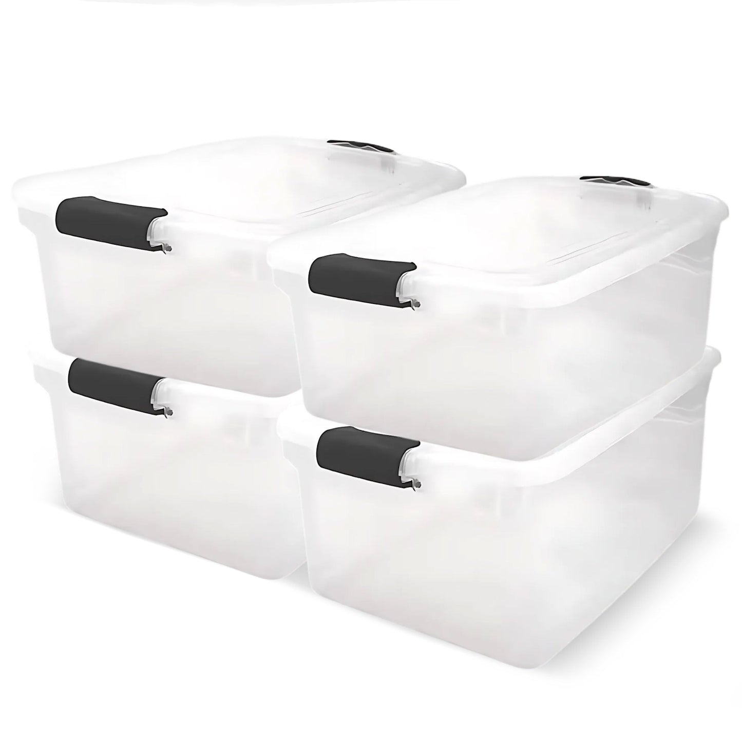 Homz 66 Qt Clear Storage Organizing Container Bin with Latching Lids (4 Pack)