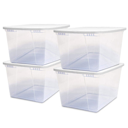 Homz 56qt Snaplock Clear Plastic Storage Container Bin with Secure Lid (4 Pack)