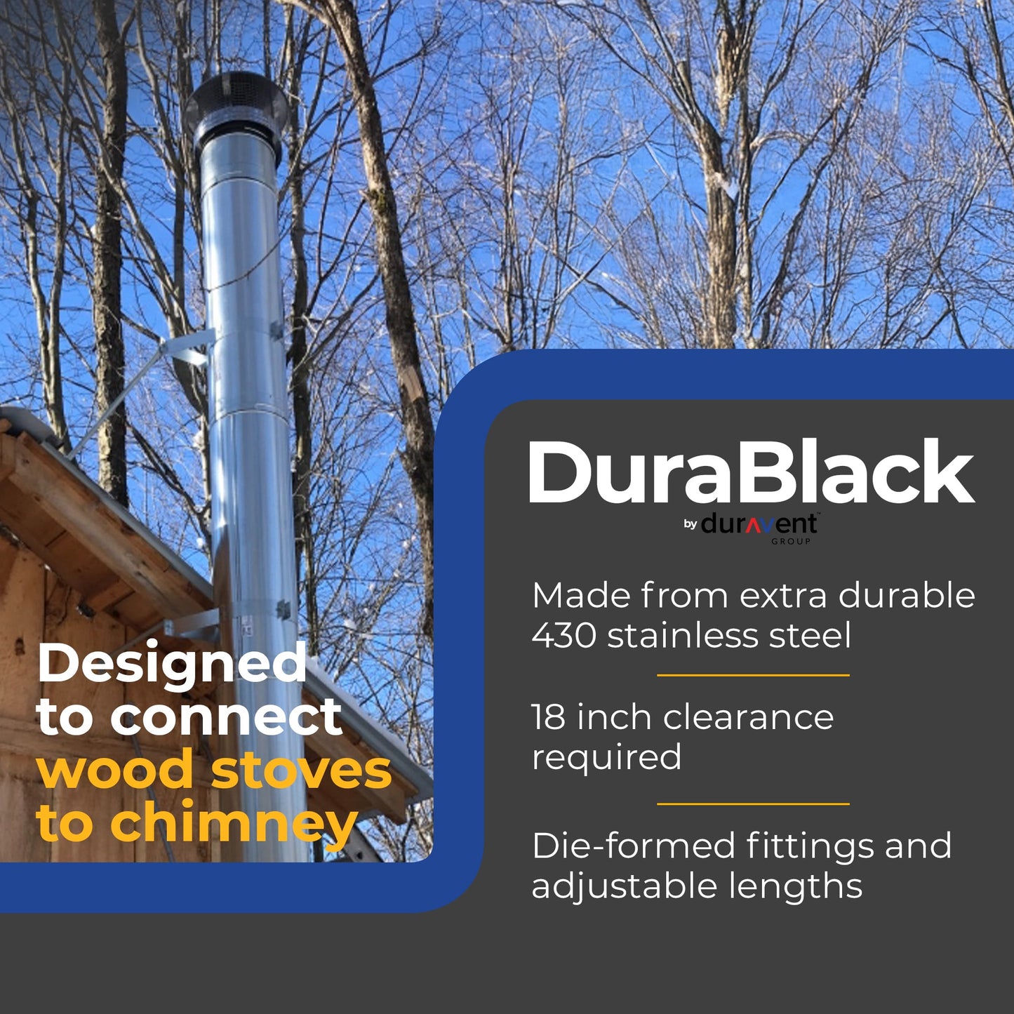 DuraVent DuraBlack 6" Drip Free Single Wall 90 Degree Elbow Stove Pipe, Black