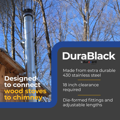 DuraVent DuraBlack 6" Stainless Steel Single Wall 45 Degree Elbow Stove Pipe