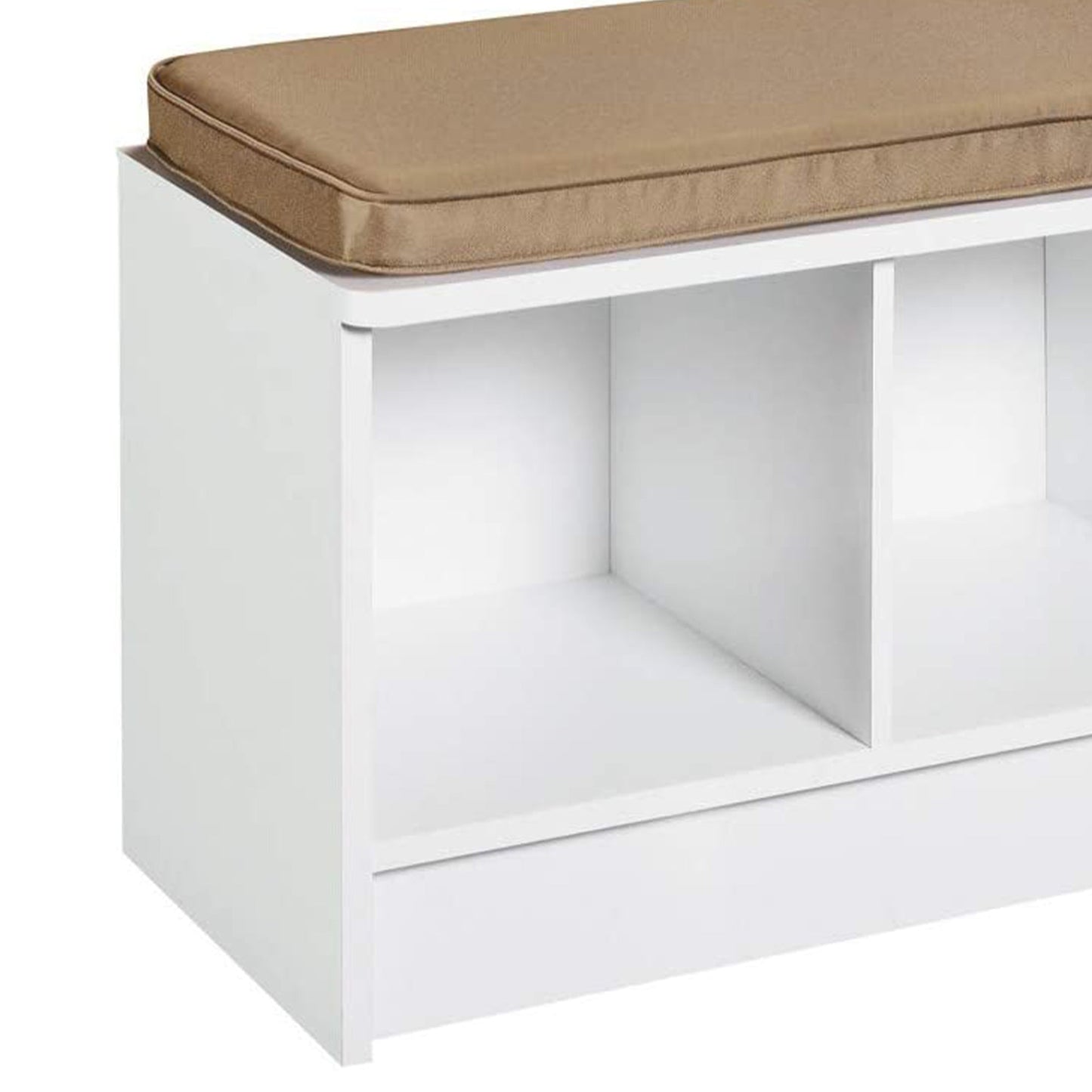 ClosetMaid 3 Cube Cubby Storage Organizer Bench with Seat Cushion, White/Tan