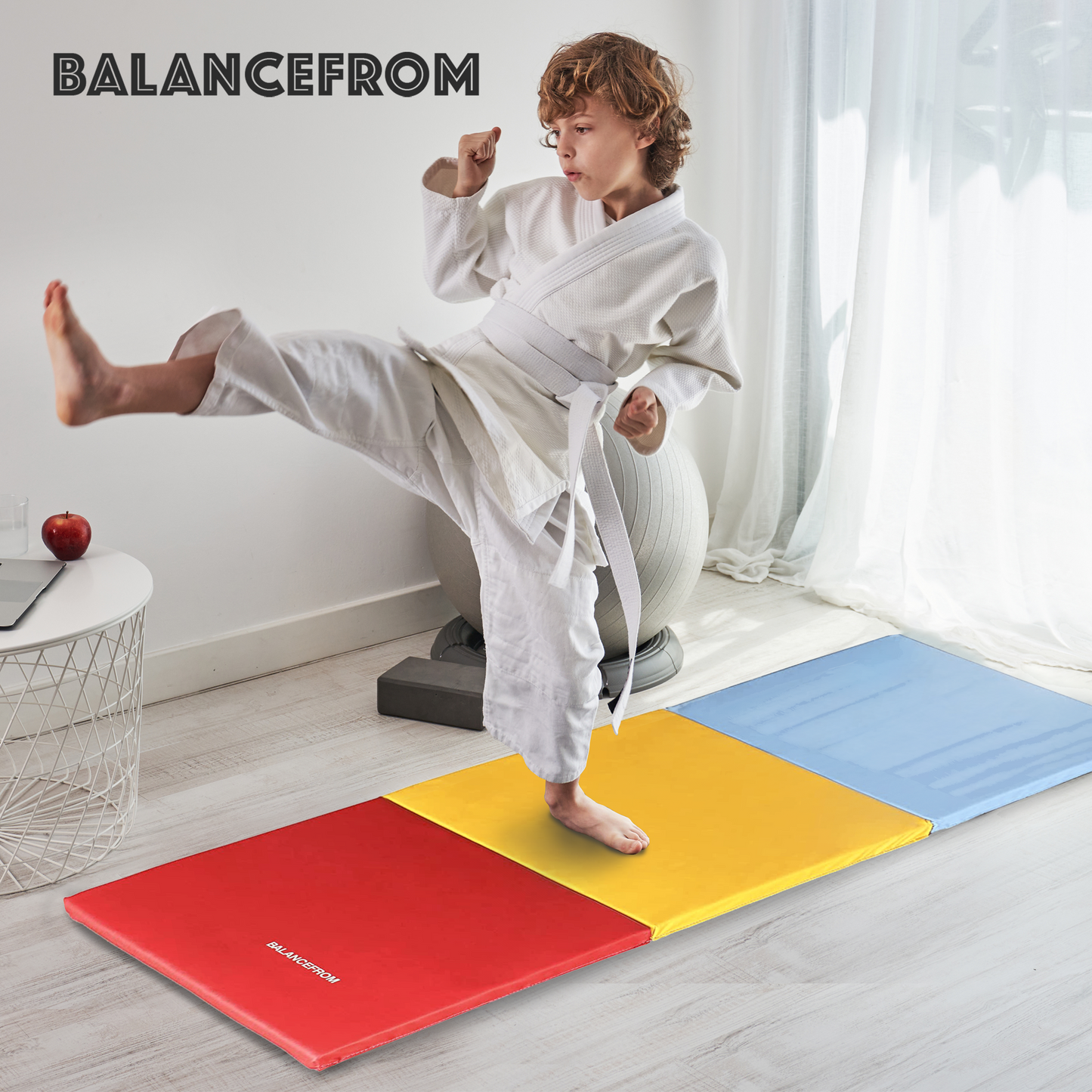 BalanceFrom Fitness GoGym 6x2ft Folding 3 Panel Exercise Mat w/Handles, Multi