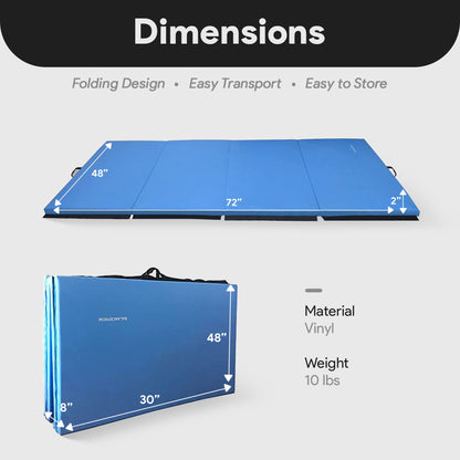 BalanceFrom Fitness 120x48in All Purpose Folding Gymnastics Mat, Blue (2 Pack)