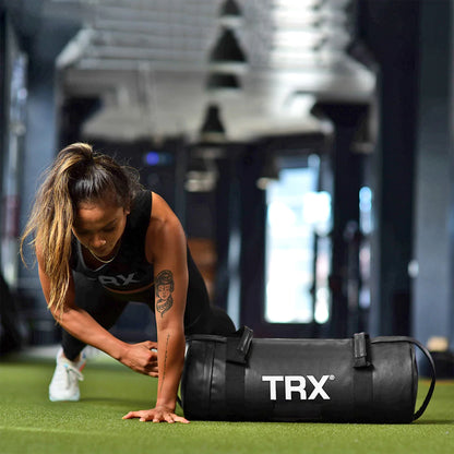 TRX Power Bag 10 Pound Vinyl Prefilled Sandbag Weighted Gym Exercise Bag, Black