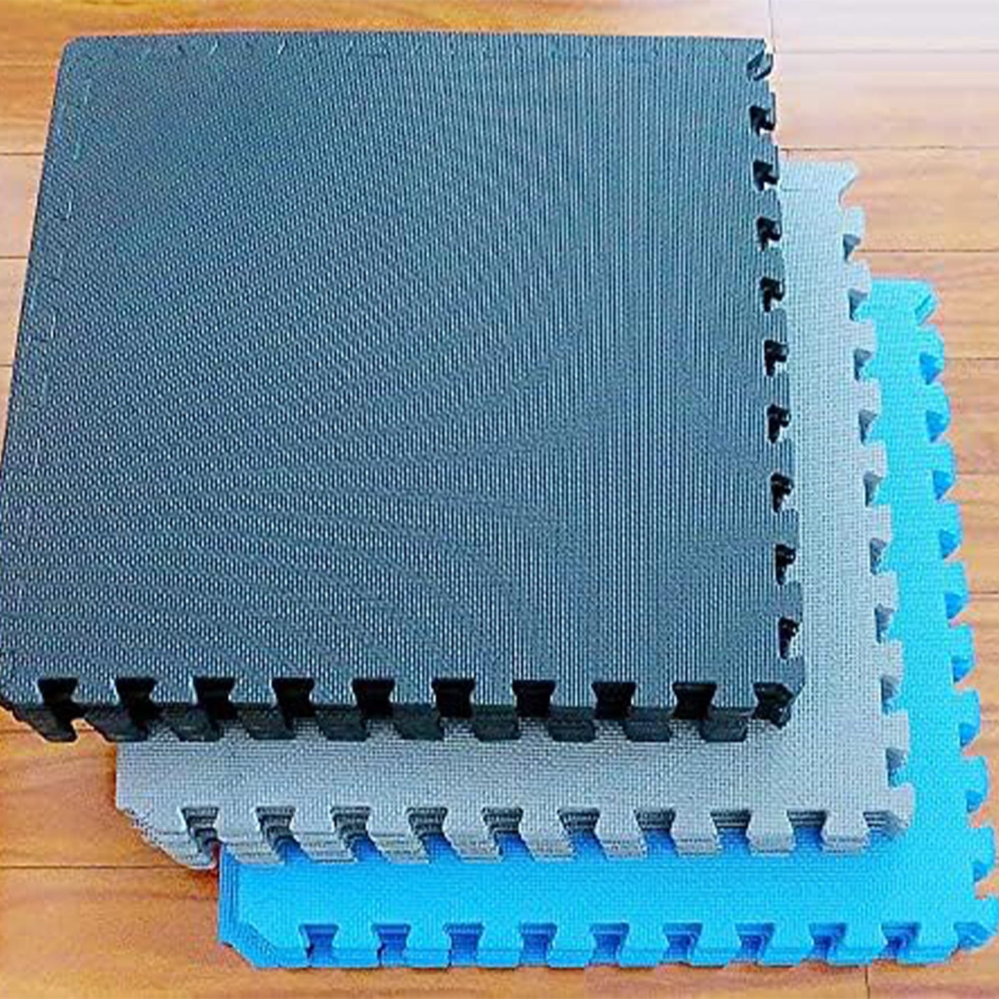 BalanceFrom Fitness 24 Sq Ft Interlocking EVA Foam Exercise Mat Tiles, Blue